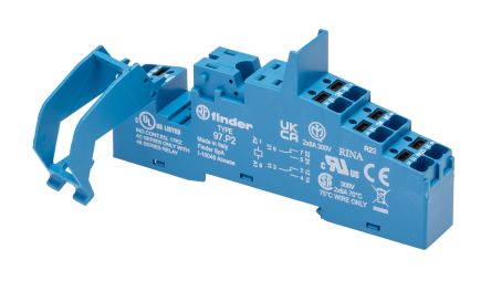Finder 97 8 Way 250V ac DIN Rail Relay Socket, for use with 46.52 Relay
