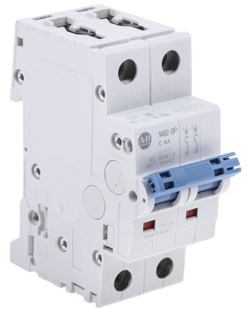 Allen Bradley 1492-SPM Miniature Circuit Breaker, 2-Pole, 4A, Type C, 480V ac AC, 96 V dc DC, 10 kA Breaking Capacity