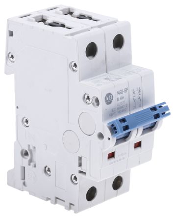 Allen Bradley 1492-SPM Miniature Circuit Breaker, 2-Pole, 6A, Type D, 480V ac AC, 96 V dc DC, 10 kA Breaking Capacity