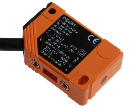 ifm electronic IN0081 Block Inductive Proximity Sensor, M3 2-Wire IN-2004-ABOA 250V ac/dc 4 mm 250 V ac 250 V dc 2.2A