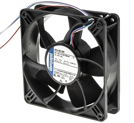 ebm-papst 4300 N - S-Panther Series Axial Fan, 24V dc, 187 m³/h, 4 W, 0.12 A Max, IP20 119 mm 32mm 32 mm