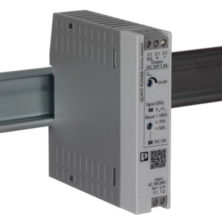 Phoenix Contact QUINT POWER Switched Mode DIN Rail Power Supply 250 V dc, 240V ac AC/DC Input 28V dc, 1.3 A Output DC 30