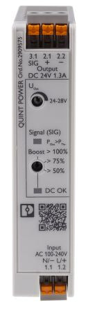 Phoenix Contact QUINT POWER Switched Mode DIN Rail Power Supply 250 V dc, 240V ac AC/DC Input 28V dc, 1.3 A Output DC 30