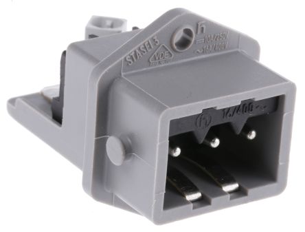 Hirschmann, ST IP54 Grey Panel Mount Mount 3P Straight Heavy Duty Power Connector, 16A, 250V, 400 V