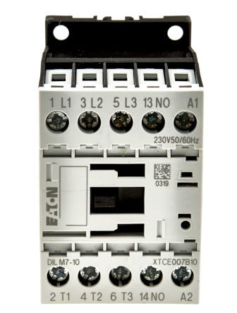 Eaton DILM Contactor, 230V ac Coil, 3-Pole, 7 A, 3 kW 230V ac, 3 NO, 400V ac