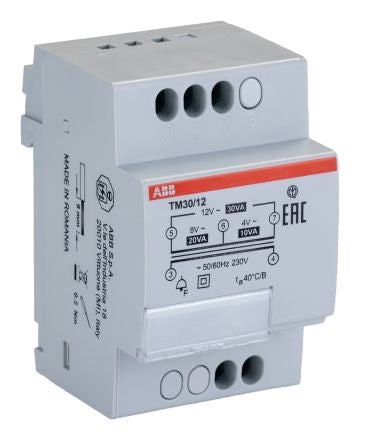 ABB 30 W Bell Transformer, 230 V Primary, 12 V ac, 4 V, 8 V Secondary