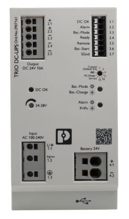 Phoenix Contact 100V ac, 240 V ac Input DIN Rail Uninterruptible power supply, TRIO-UPS 240 W TRIO-UPS-2G