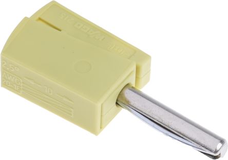 WAGO Yellow Male Banana Plug, 4 mm Connector, Cage Clamp Termination, 42V, 20A, Nickel Plating