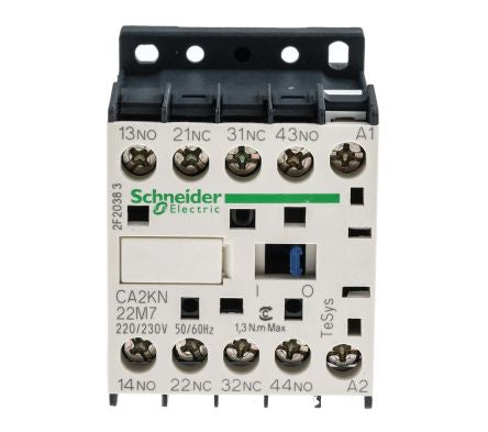 Schneider Electric, TeSys K Control Relay 2 NO/2 NC, 10A F.L.C, 10A Contact Rating, 4.5 VA, 230V ac 2 NO/2 NC