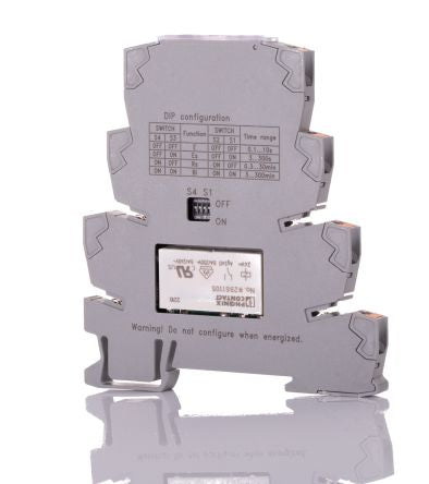 Phoenix Contact PLC-TR-1T-MUL-300M-PT Series DIN Rail Timer Relay, 1-Contact, 19.2 to 30 V dc 230V ac, 0.1 s to 300 min,