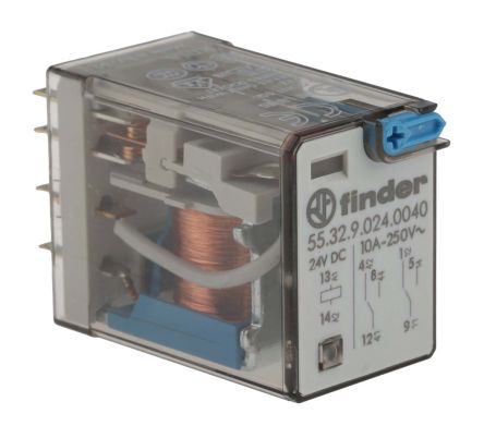 Finder PCB Power Relay, 24V dc Coil, 10A Switching Current, DPDT
