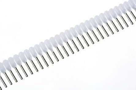 Weidmüller Insulated Crimp Bootlace Ferrule, 8 mm Pin Length, 1 mm Pin Diameter, White to 20 AWG Wire Size