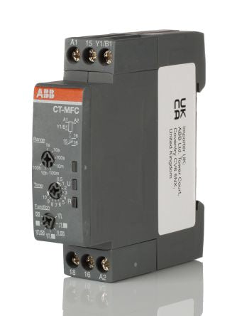ABB CT-C Series DIN Rail Timer Relay, 1-Contact, 24 to 240 V dc 24V ac, 240 V ac, 0.05 s to 100 h,