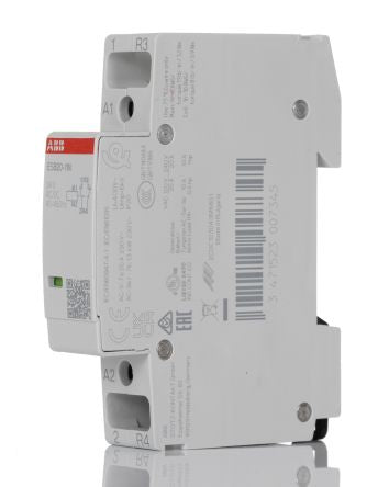 ABB ESB20 Contactor, 24V Coil, 2-Pole, 20 A, 4.6 kW 24V, 1 NO/1 NC, 250V