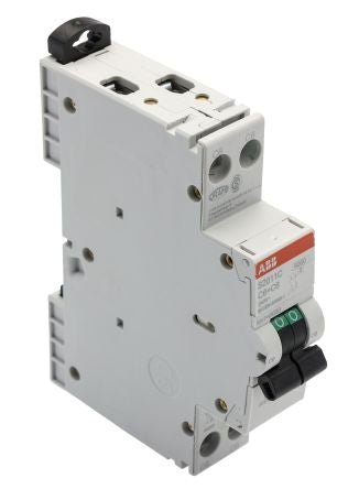ABB S200C S200C Miniature Circuit Breaker, 2-Pole, 6A, Type C, 240V ac AC, 6 kA Breaking Capacity
