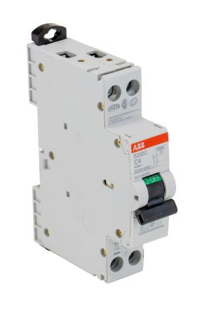 ABB S200C S200C Miniature Circuit Breaker, 2-Pole, 4A, Type C, 415V ac AC, 6 kA Breaking Capacity