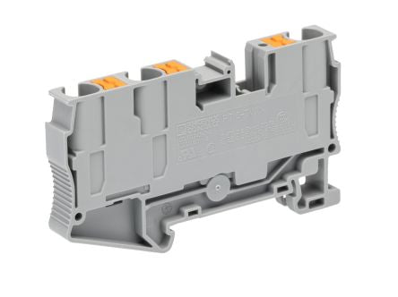 Phoenix Contact 3211929 PT 6 Series Feed Through Terminal Block Grey, 10mm², 1-Level, Push-in, IECEx/ATEX