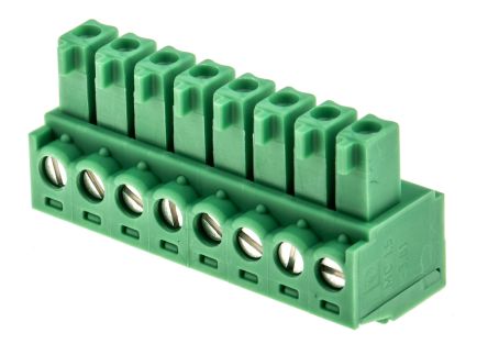 Phoenix Contact MC 1.5/8-ST-3.81 Series Pluggable Terminal Block, 8-Contact, 3.81 mm Pitch, 1 Row, 1803633