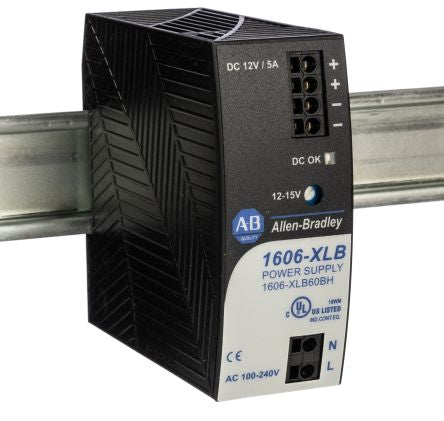 Allen Bradley 1606 Switched Mode DIN Rail Power Supply 240V ac AC Input 12V dc, 5 A Output DC 60 W