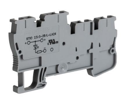 Phoenix Contact 3209031 STIO 2.5 Series DIN Rail Terminal Block Grey, 0.08mm², 4 mm², 3-Level, Spring Cage