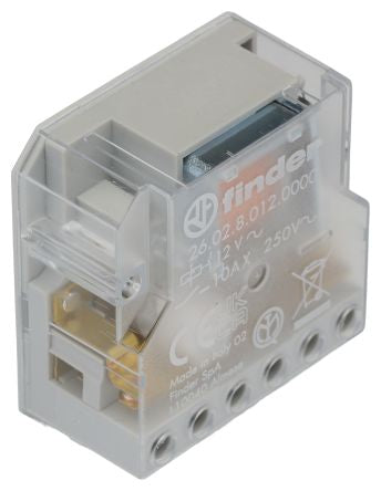 Finder Panel Non-Latching Relay, 12V ac Coil, 10A Switching Current, DPST