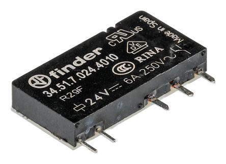 Finder DIN Rail Non-Latching Relay, 24V dc Coil, 6A Switching Current, SPDT