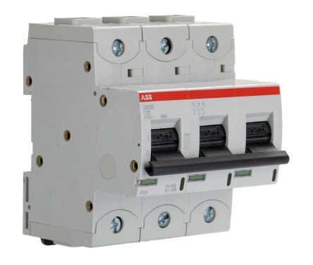 ABB High Performance S800S Miniature Circuit Breaker, 3-Pole, 25A, Type C, 690V ac AC, 375 V dc DC, 50 kA Breaking