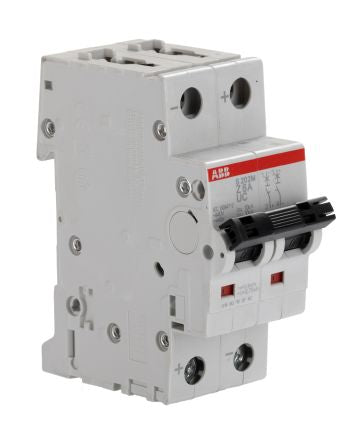 ABB System Pro M Compact S200 M UC Miniature Circuit Breaker, 2-Pole, 6A, Type Z, 440V ac AC, 440 V dc DC, 10 kA