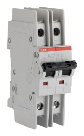 ABB System Pro M Compact SU200 M Miniature Circuit Breaker, 2-Pole, 16A, Type C, 440V ac AC, 440 V dc DC, 10 kA Breaking
