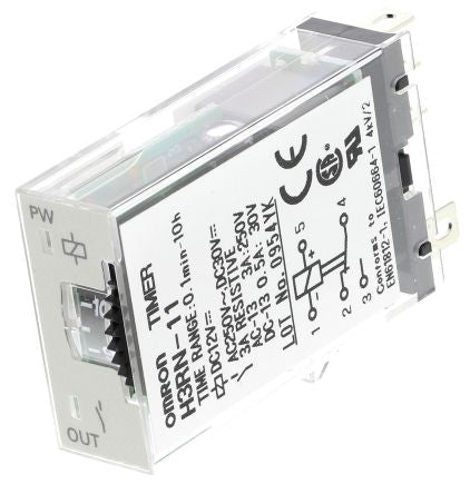 Omron H3RN Series Panel Timer Relay, 1-Contact, 12 V dc 12V ac, 0 to 60 min, Multifunction-Function, SPDT Switch