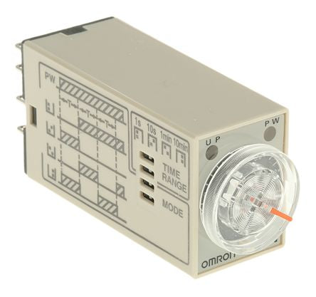 Omron H3YN Series DIN Rail Timer Relay, 2-Contact, 24 V dc 24V ac, 0.1 s to 10 min, Multifunction-Function, DPDT Switch