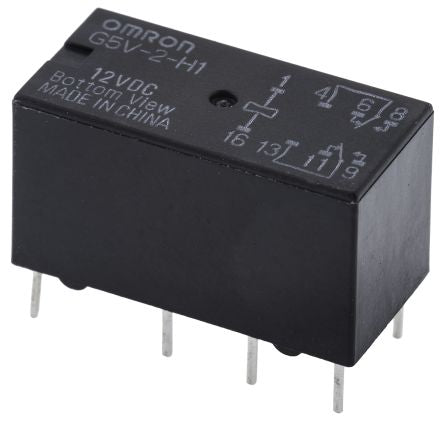 Omron PCB Signal Relay, 12V dc Coil, 1A, DPDT