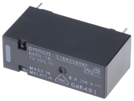 Omron PCB Power Relay, 12V dc Coil, 8A Switching Current, SPST