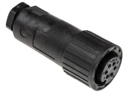 Hirschmann, CM, Silver Straight 6 Way Cable MIL Spec Circular Connector Male Black, Female Contacts, Screw Coupling,