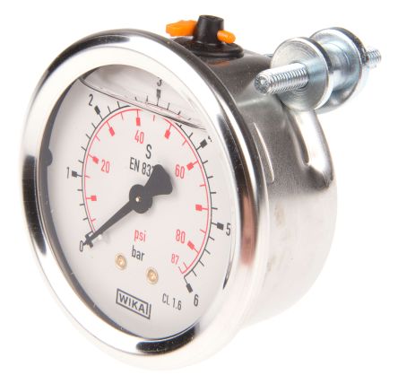 WIKA G 1/4 Male Thread Pressure Gauge, 6 bar, RSCAL