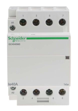 Schneider Electric TeSyS GC Contactor, 230V ac Coil, 4-Pole, 40 A, 3.2 W 230V ac, 4 NO, 415V ac