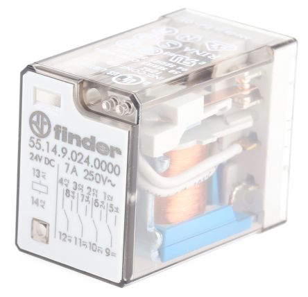 Finder PCB Power Relay, 24V dc Coil, 7A Switching Current, 4PDT