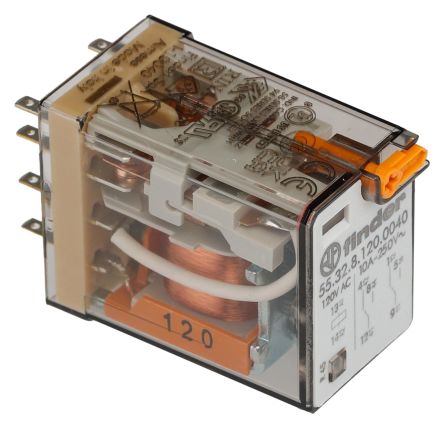 Finder Relay, 120V ac Coil, 10A Switching Current, DPST