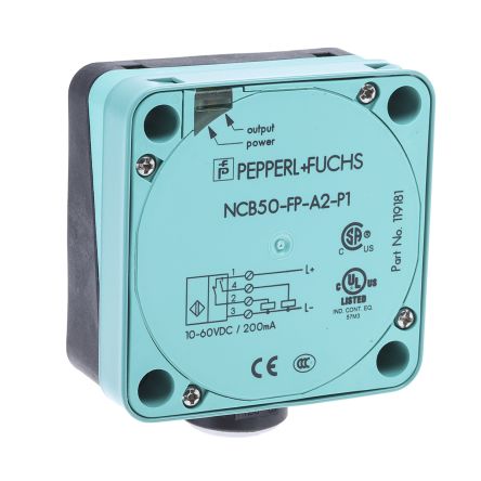 Pepperl + Fuchs NCB50-FP-A2-P1 Block Inductive Proximity Sensor, M20 x 1.5 PNP 60V 50 mm 60 V dc 200mA