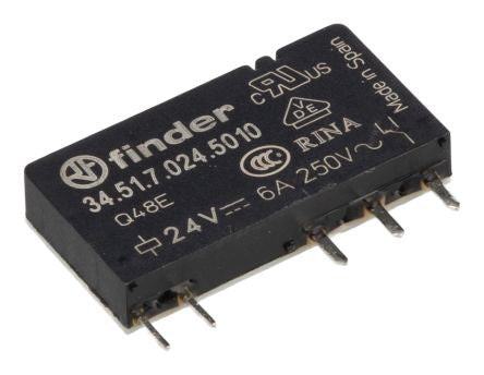 Finder 34 Series Industrial Relay, 6 A Load, DIN Rail Mount