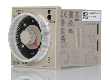 Omron H3CR Series Timer Relay, 2-Contact 100V ac, 125 V ac, 240 V ac, 0.05 to 1080000 s, DPDT Switch Configuration