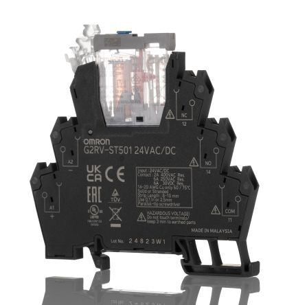 Omron G2RV-ST Series Electromechanical Interface Relay, DIN Rail, 24V ac/dc Coil, SPDT, 12.6mA