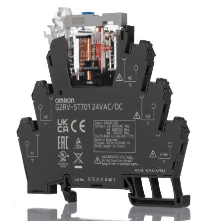Omron G2RV-ST Series Electromechanical Interface Relay, DIN Rail, 24V ac/dc Coil, SPDT, 12.6mA
