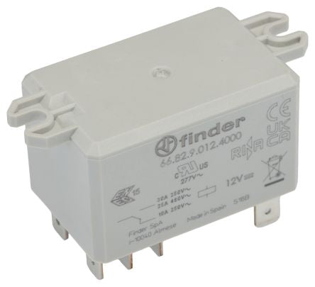 Finder Flange Power Relay, 12V Coil, 50A Switching Current, DPDT