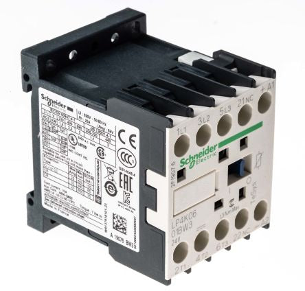 Schneider Electric TeSyS K Contactor, 24V dc Coil, 3-Pole, 6 A, 3 kW 24V dc, 3 NO, 690V ac