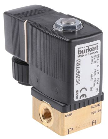 Burkert Solenoid Valve 126094, 2 Port, NC, 230V ac 3.18 mm, 3.18 mm