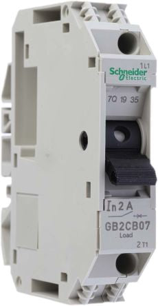 Schneider Electric TeSys TeSyS GB2 Thermal Circuit Breaker - 1-Pole, DIN Rail, 2A Current Rating, 10 kA, 250V, 48 V dc