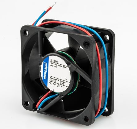 ebm-papst 600 N Series Axial Fan, 12V dc, 56 m³/h, 3.8 W, 317 mA Max 60 mm 25.4mm 25.4 mm
