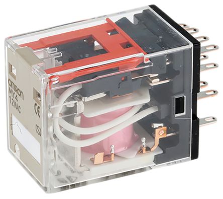 Omron Plug-in Power Relay, 12V ac Coil, 5A, 4PDT