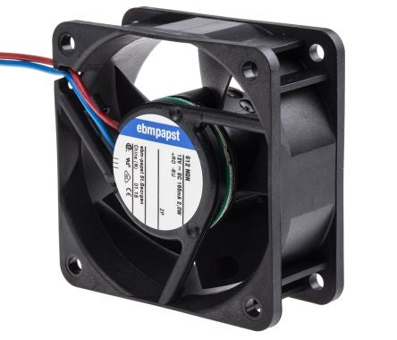 ebm-papst 600 N Series Axial Fan, 12V dc, 40 m³/h, 2 W, 165 mA Max 60 mm 25.4mm 25.4 mm